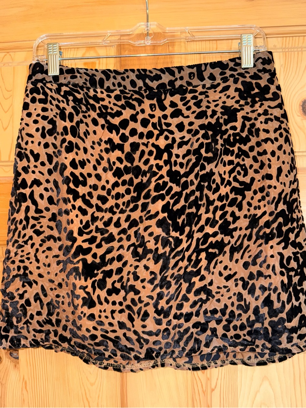 Animal-Print Velvet Midi Skirt in Brown and Black